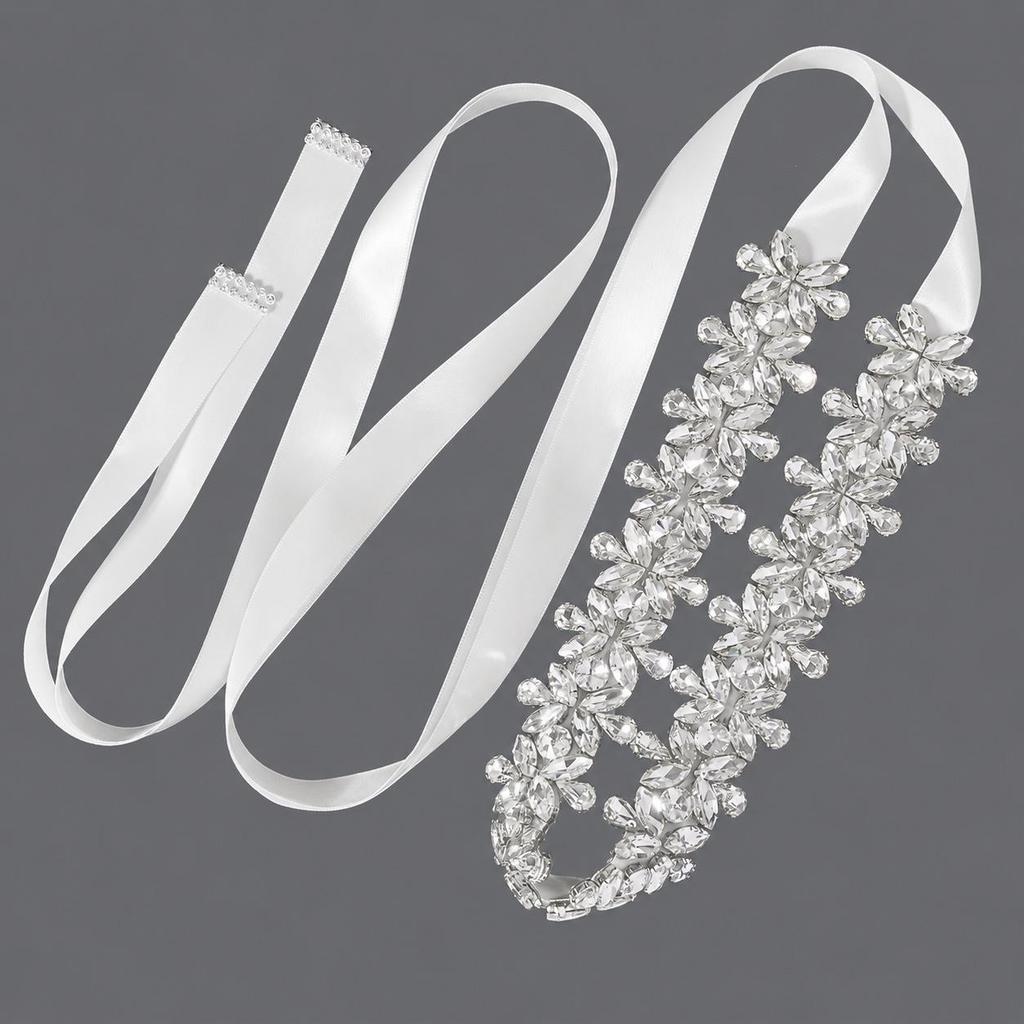 Elegant Silver Rhinestone Wedding Belt – Versatile High-End Dress Accessory for Fashion Shows and Performances