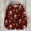 Ladies' Fashionable And Casual Christmas Cute Printed Round Neck Long Sleeved Knitted Yarn