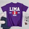 Flag Of Peru Est1821 Lima Unisex Tshirt Tees Tshirt Oneck T Shirts Unisex Boys Clothing 100 Cotton