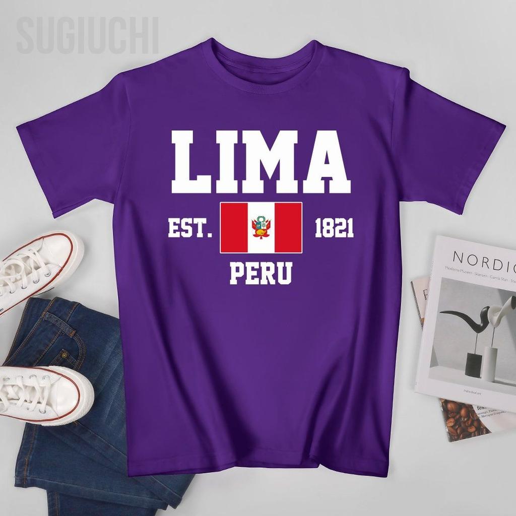 Flag Of Peru Est1821 Lima Unisex Tshirt Tees Tshirt Oneck T Shirts Unisex Boys Clothing 100 Cotton
