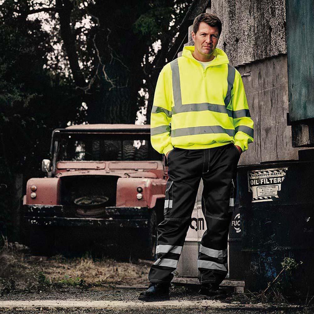 Yoko Mens Hi Vis Polycotton Cargo Trousers With Knee Pad Pockets