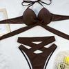 Set da 2 pezzi/set costume da bagno tinta unita imbottito con cinturino incrociato Set costumi da bagno spa