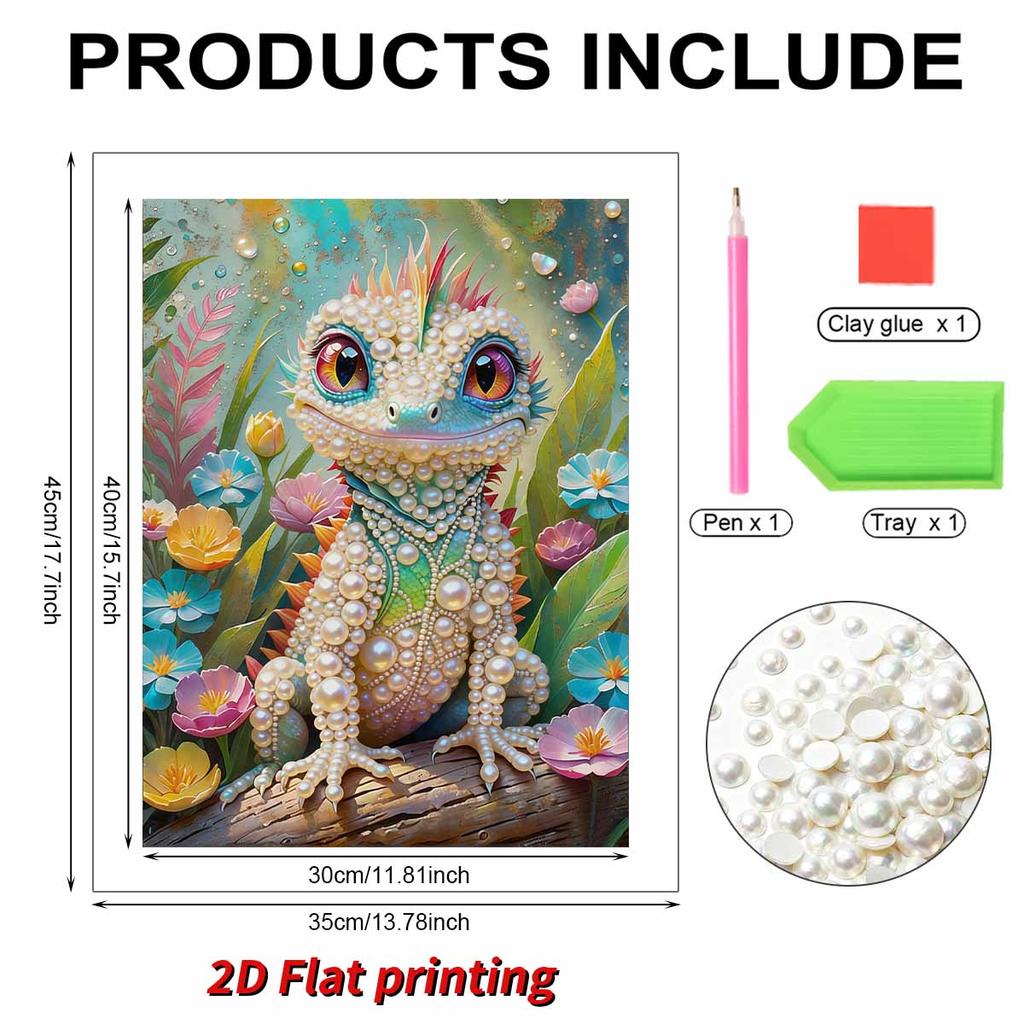 5D DIY Frameless Pearl Painting Lizard Pattern Painting Kit, Suitable for Home Living Room Bedroom and Other Wall Decoration Art Paintings