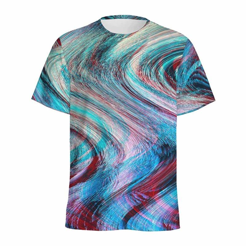 Abstract Colorful Liquid Trippy Pattern T Shirt For Men Summer Casual Round Neck Short Sleeve Tees Women Tops 3d Printed T-Shirt