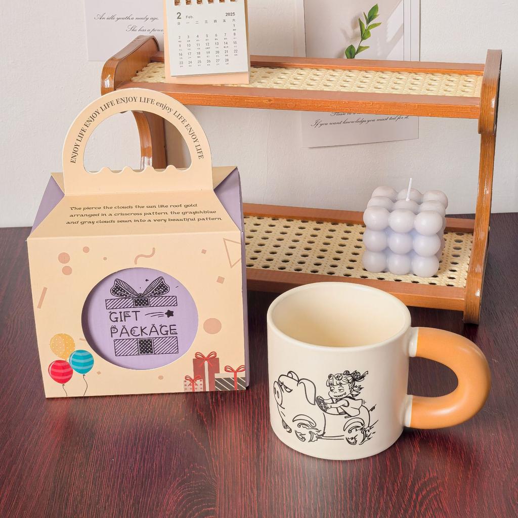 Creative Mug Gift Box with Lid Spoon Ceramic Cup Souvenir Gift Cup for Girls with High Appearance Cartoon Water Cup Large Capacity