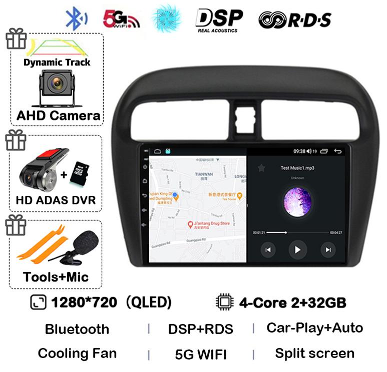 Android 14 Carplay Auto For Mitsubishi Mirage Attrage  6 2012 2013 2014 - 2018 2019 Multimedia Car Radio Player WIFI DSP Stereo