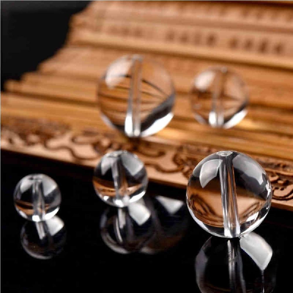 Clear Rock Crystal Quartz Onyx Stone Round Beads 15"Strand Smooth Loose Spacer Beads 4/6/8/10/12mm for Jewelry Making DIY Bracelets Accessories