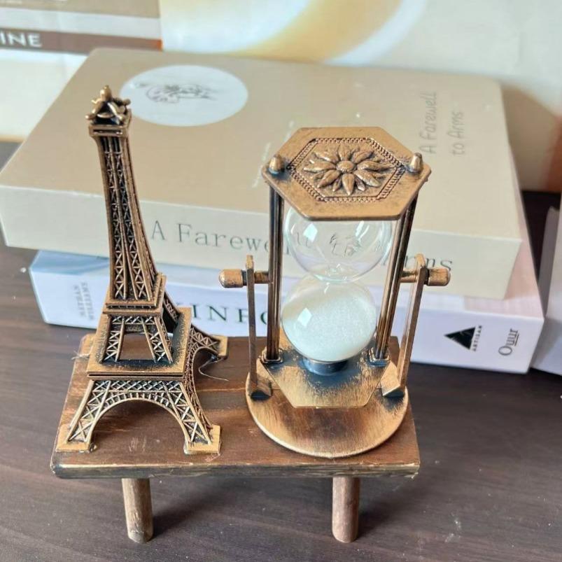 Vintage Metal Hourglass Timer Iron Tower Hourglass Ornaments Sandglass Sand Clock Living Room Ornaments Office Desktop Decor