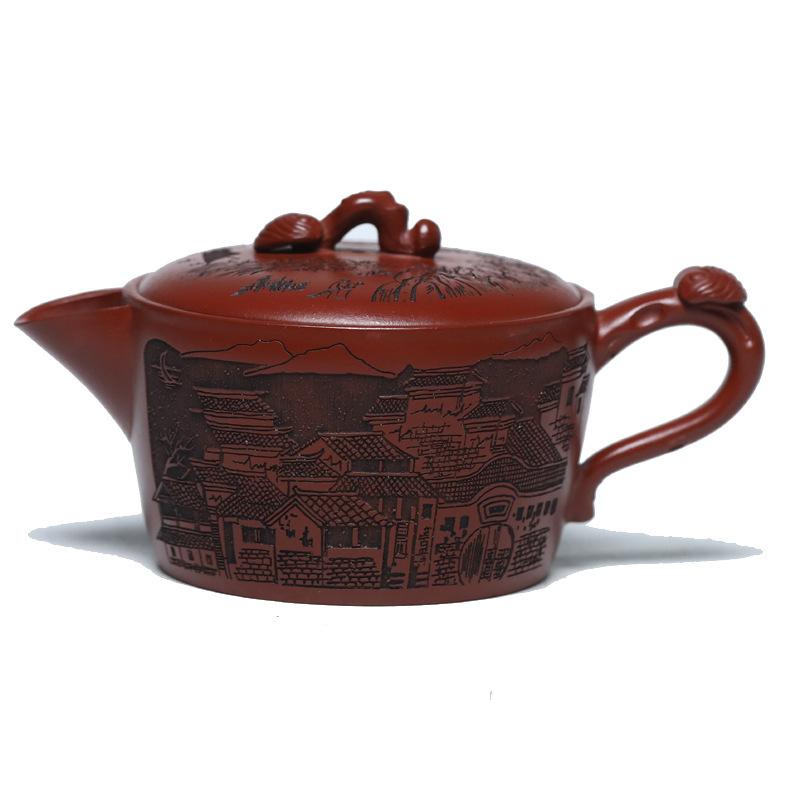 

180 мл китайский исинский фиолетовый глиняный чайник, красивый чайник для заваривания чая, чайник ручной работы известных художников, набор для чая Zisha из сырой руды, чайная утварь