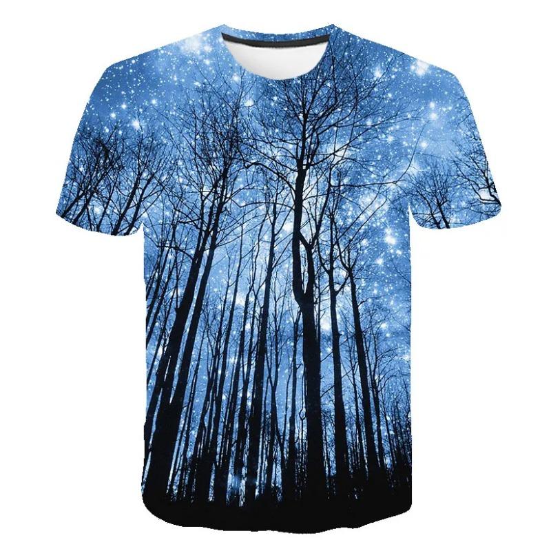Summer Cosmic Galaxy Men's Space 3d Printing T-shirt Short-sleeved Printed Harajuku Casual Tops O-neck