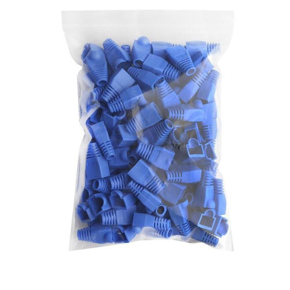 

100Pcs CAT5e CAT6 RJ45 OD6.5 Cable Connector Plug 8p8c Connector Ethernet Boot CoverNetwork Cable Caps Durable Strain Relief синій