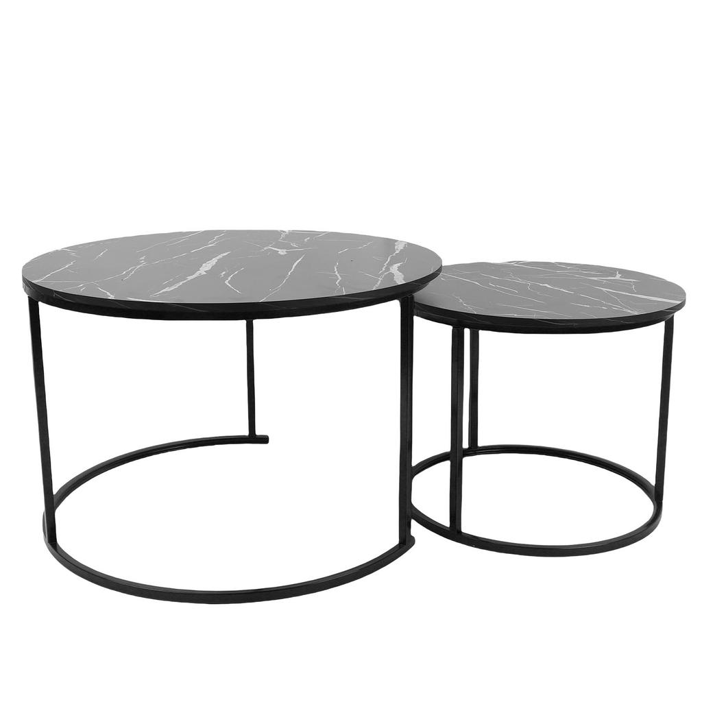 Coffee Table Set Minimalist Modern Nesting Round Center Table for Living Room Apartment Balcony Yard