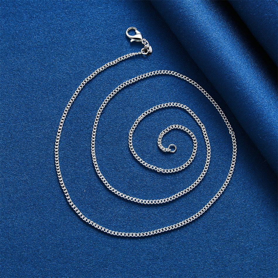 925 Sterling Silver 2mm Exquisite Cuban Chain Necklace for Men and Women, Fashionable Party Gift, Hip Hop Accessory
