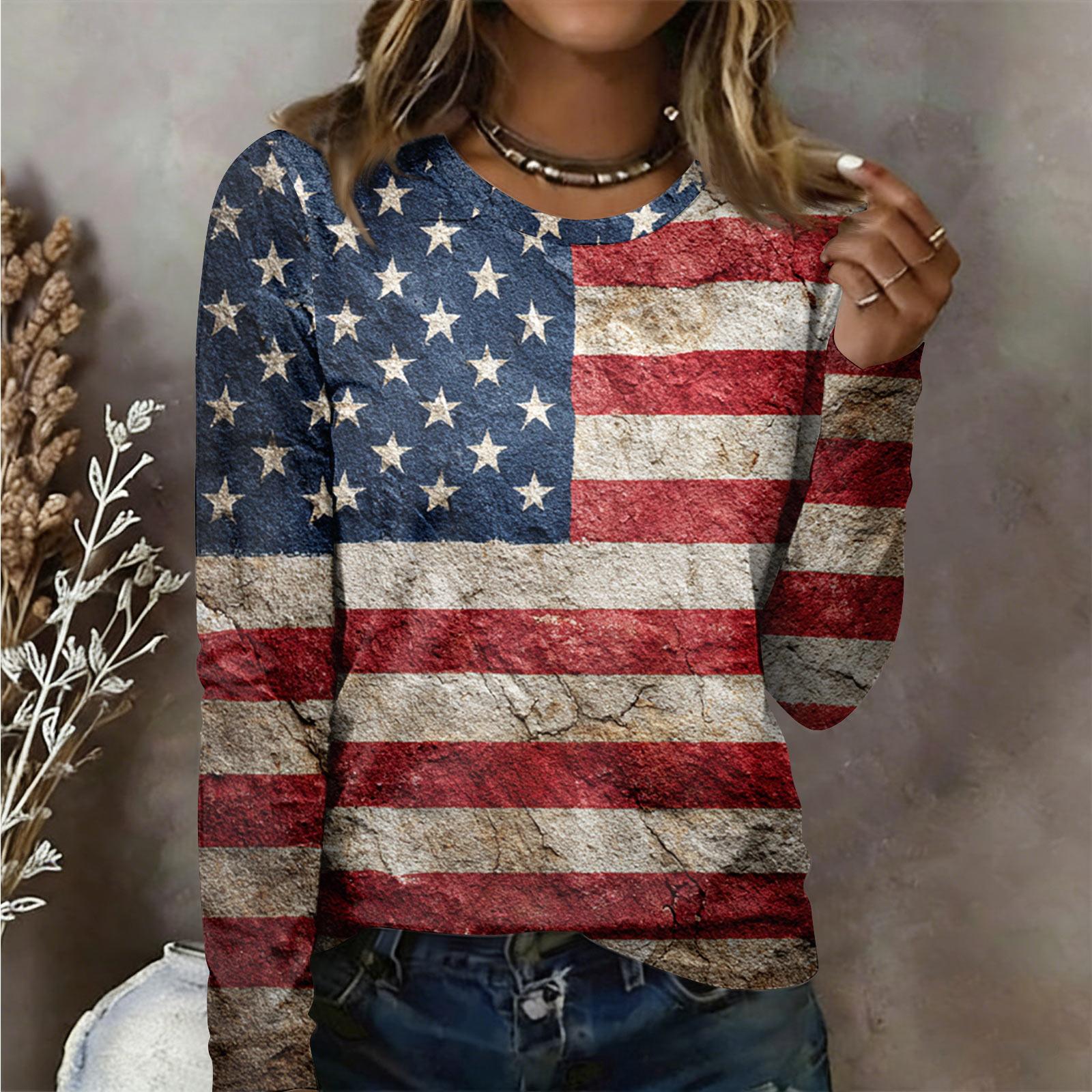 

Женская рубашка с длинным рукавом Женская повседневная футболка с круглым вырезом и длинным рукавом с принтом XL винный