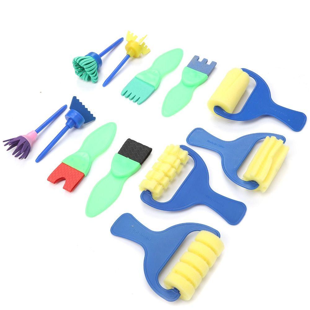 12PCS Roller & Stamp Combo Painting Sponge Brush Gentle Texture DIY Drawing Tools Handmade Painting