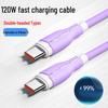 120W Dual Type-C Fast Charging Cable for Apple, Huawei, and Laptops - 6A Data/Charging Cable
