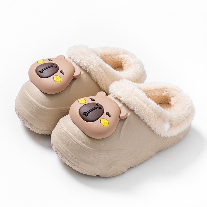 Winter Children's Cotton Slippers for Boys and Girls, Warm and Lined with Fleece EVA Waterproof Detachable Parent-child Cotton Shoes for Older