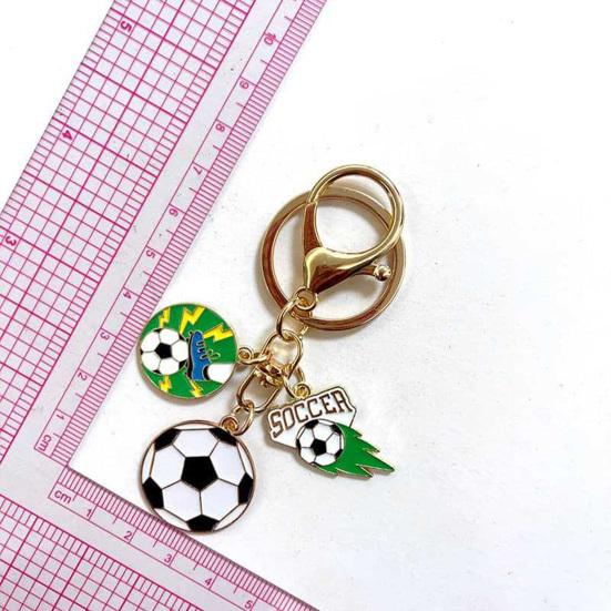Keychain Pendant with Smooth Golden Lobster Clasp, Soccer Themed Charm Key Holder, Backpacks Car Keys Accessory