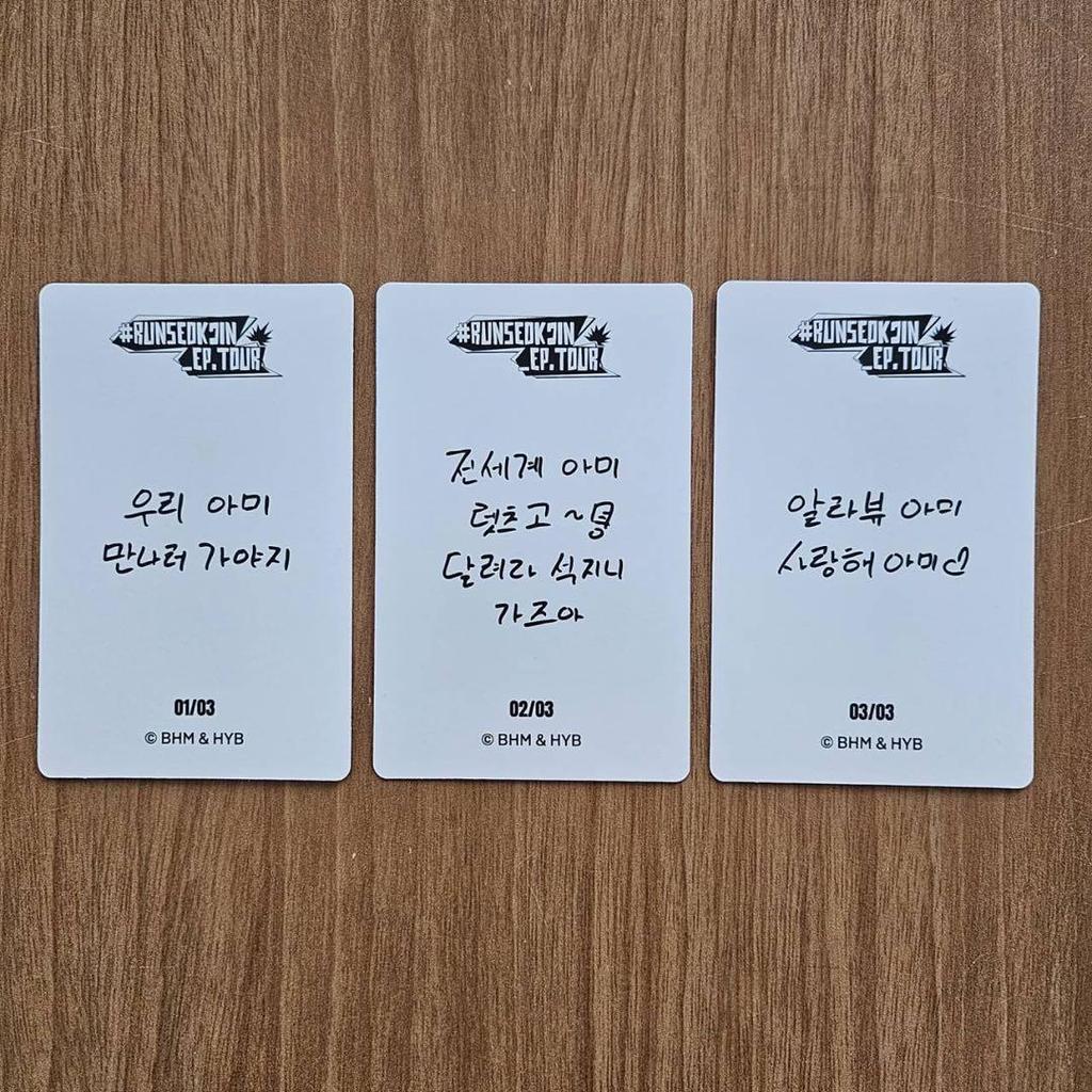 [USED] Complete Special Photo Card RUNSEOKJIN Mini Photo BTS Jin