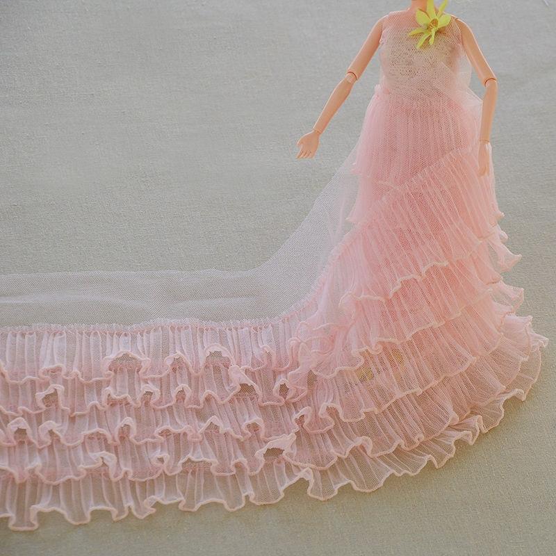 17cm wide 5-layer organ pleated mesh fluffy wavy edge lace DIY Girl Princess Doll dinner dress skirt for easy sewing accessories