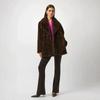 Leopardmønstret Faux Fur Frakke Dame Oversized Dobbeltknappet Blazer Krave Mellemlang Varm Vinter Ydertøj