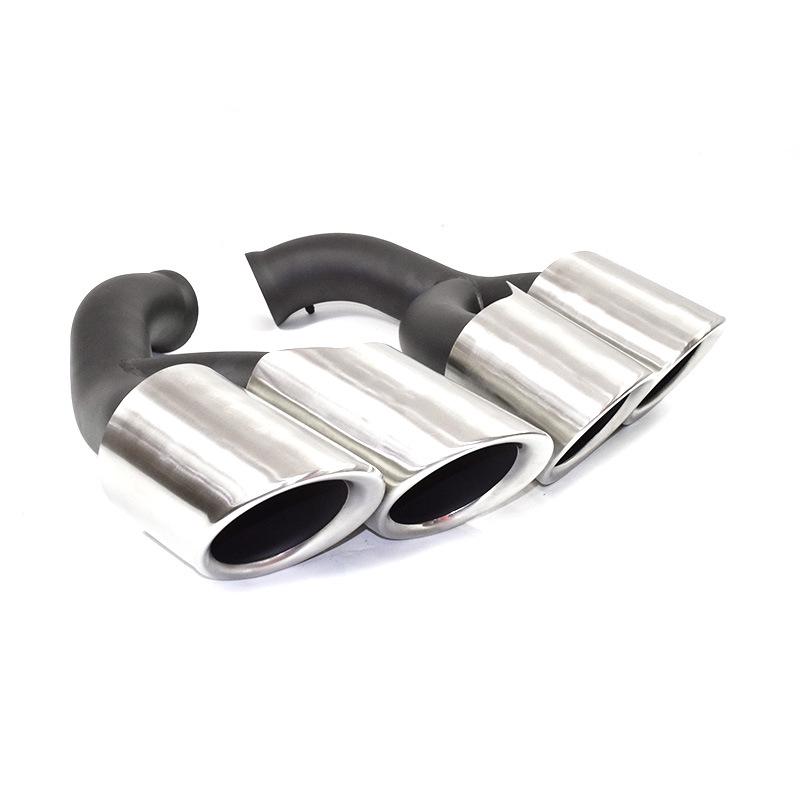 Porsche Cayenne GTS Titanium Black/Silver Double Layer Tailpipe for 2015-2017 Models