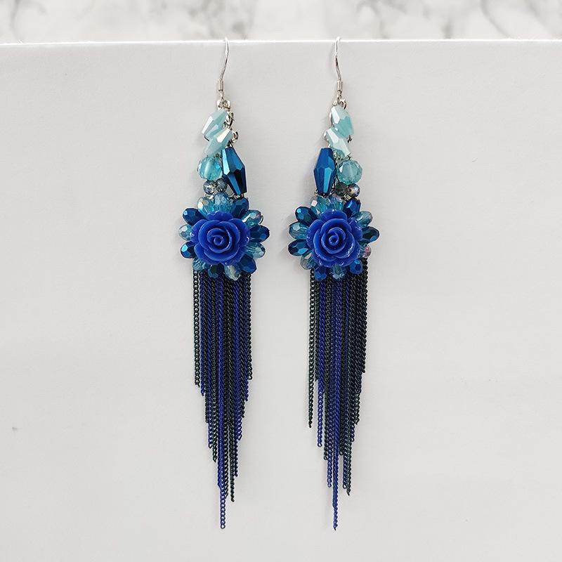 Ethnic Style Purely Handmade Long Fringed Earrings Bohemian Retro Temperament Earrings Women