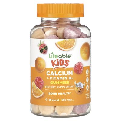 Calcium + Vitamin D3 Gummis für Kinder, Natürliche Fruchtaromen, 60 Gummis