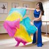 Dance Fan Long Thick Gradient Color Adult And Children's Performance Props Square Dance Fan Handmade Belly Dance Hand Dyed Fans