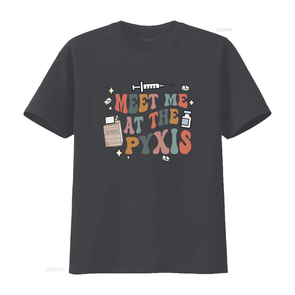 Retro Nurse Humor T Shirt Meet Me At The Pyxis Med Count Pharmacy Tech Surg Icu Nursing Pharm Pharmacist Medication Dispenser