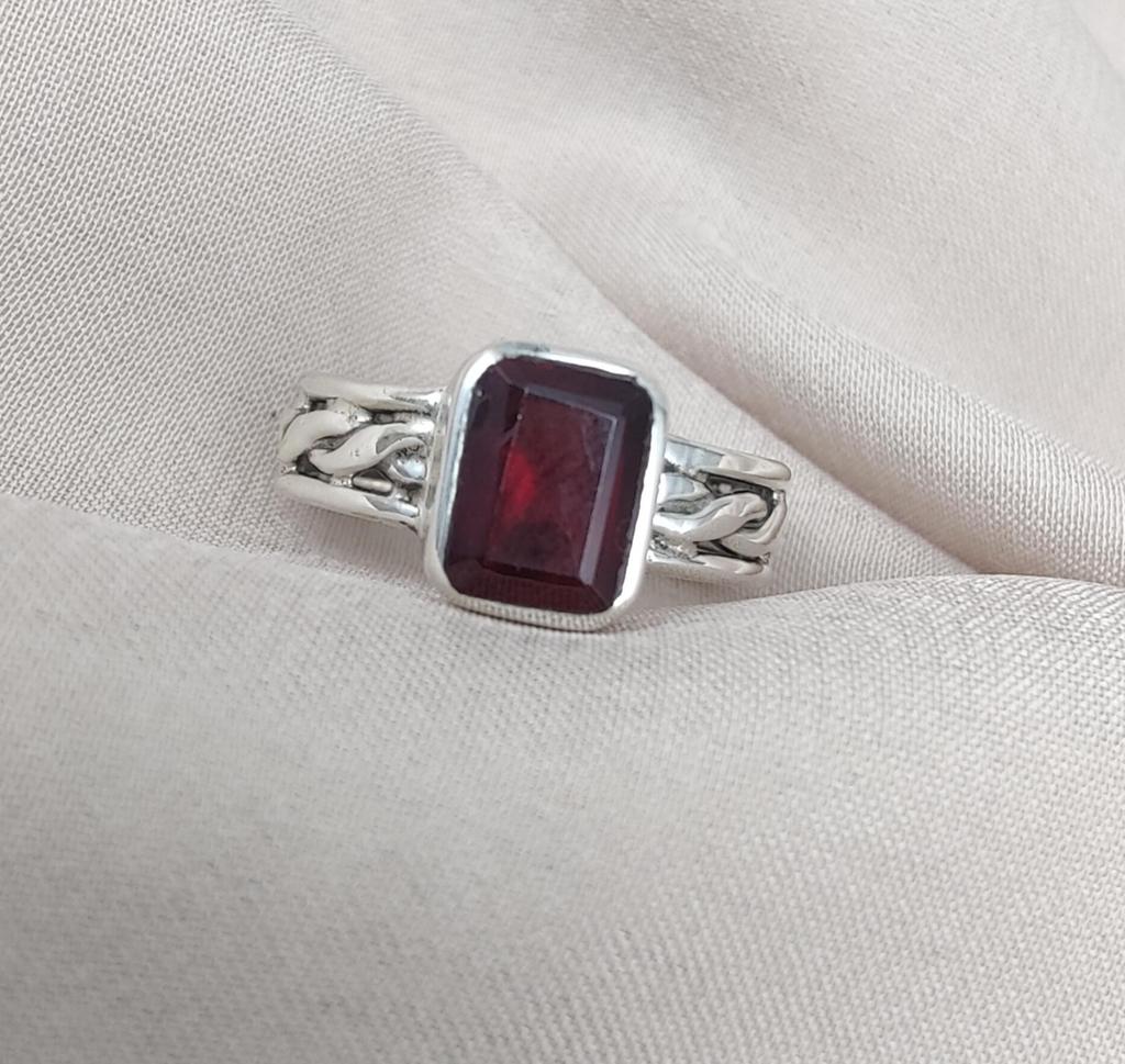 Braided 925 Sterling Silver Garnet Ring: January Birthstone Jewelry