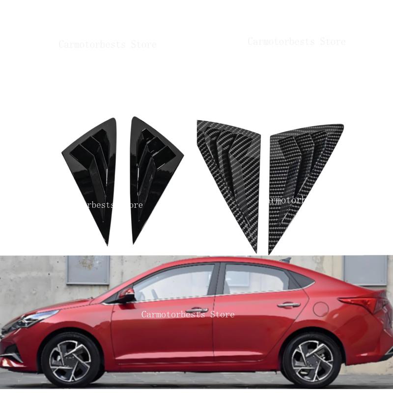Car Side Window Louver For Hyundai Verna Accent Solaris Sedan 2018-2022 Car Rear Window Shutter Cover Spoiler Glossy Black