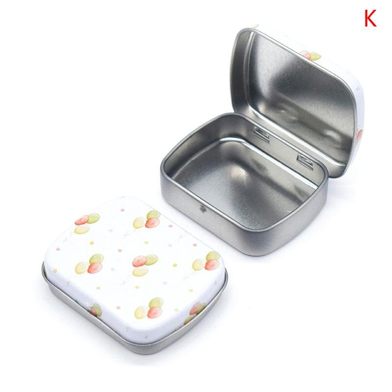 Portable Mini Metal Hinged Tin Box With Lid Rectangular Small Storage Container Candy Pill Case Pill Organizer Capsule Box