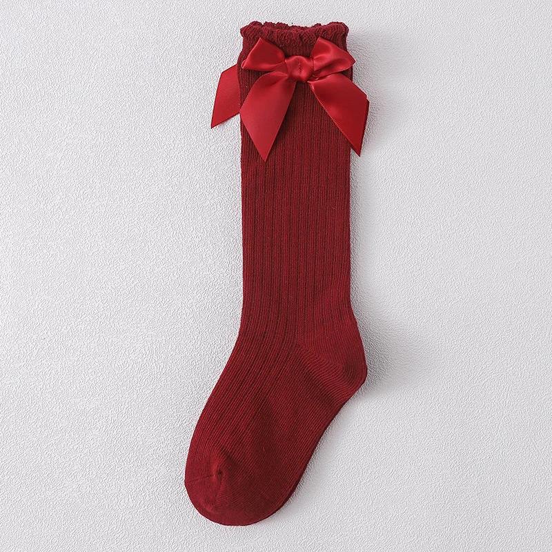Kids Socks Toddlers Girls Big Bow Knee High Long Soft Cotton Lace Baby Kniekousen Meisje  Children Clothing Baby Stuff