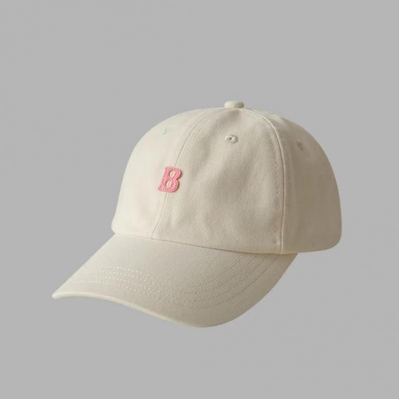 

New letter baseball cap from Dongdaemun, Korea, versatile soft-top duckbill cap, pink sun hat for men and women M（56-58cm）