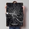 Hamburg Map Black Printed Poster Customized Wall Art Retro Vintage Metal Tin Signs for Room Decoration Home Decorations House