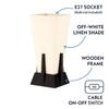 Black Wood & Off-White Fabric Pyramid Table Lamp – 36cm (14") | E27 Holder, No Bulb Included | Minimalist Accent Light for Bedroom,