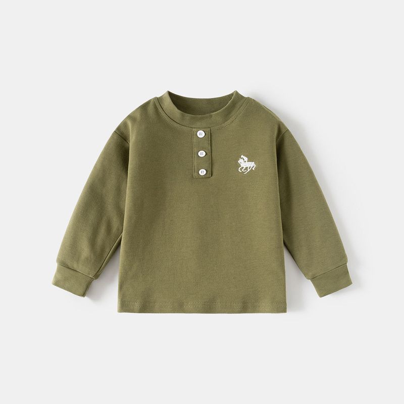 Clothing Spring and Autumn Boys' Pure Cotton Long-Sleeved T-Shirt Tops Kidsren's Pure Cotton Embroidered Baby Round Neck Casual Bottoming Shirt