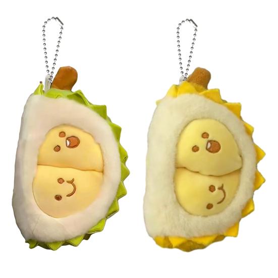 Abnehmbarer Realistischer Durian Plüsch Schlüsselanhänger Weicher Stofftier Obst Anhänger für Taschen Rucksäcke Niedliches Quetschbares Stressabbau Spielzeug Kreatives Geschenk