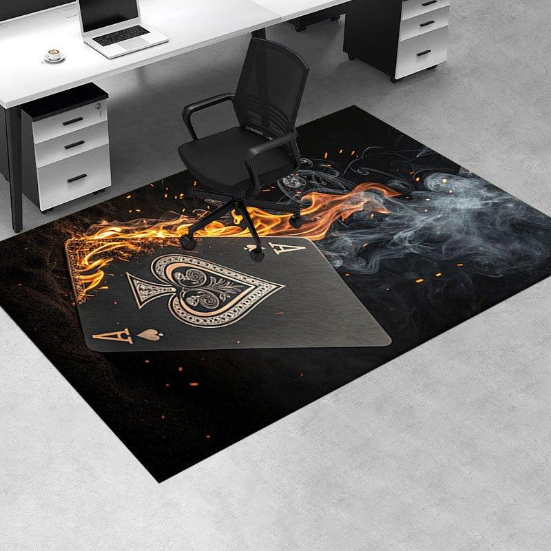 Black Burning Ace of Spades Playing Card - Unique Poker Deck AccessoryOffice Mat Home Decor Office Desk Chair Carpet for office ph101