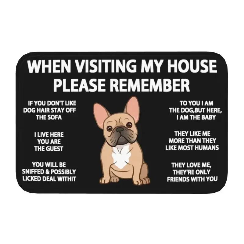 French Bulldog Doormat Mat Anti-Slip Frenchie Dog Bath Kitchen Living Room Rug Carpet 40*60cm