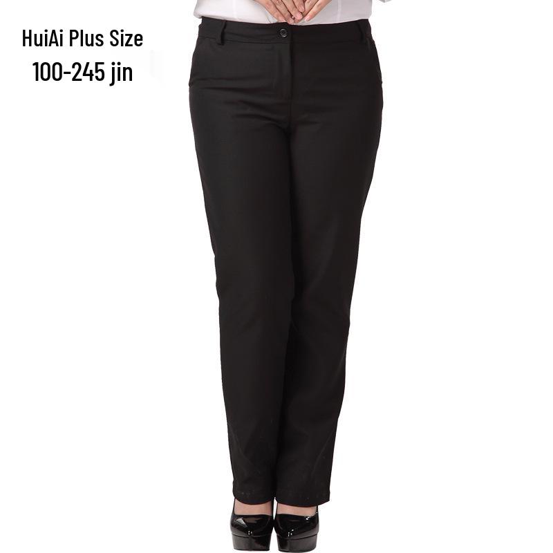 

Plus Size Women s Black Suit Pants - 200 Jin Capacity, Professional Trousers for Curvy Figures XL чорний