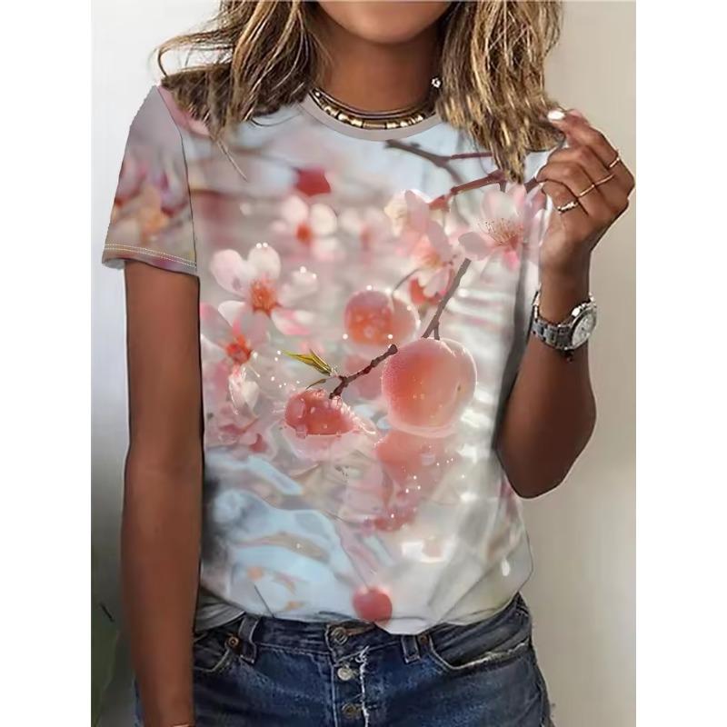 Summer Flower Bird 3D Print T-shirts Women Streetwear Harajuku Casual Fashion  Short Sleeve T Shirt O-neck Tees Tops Clothing