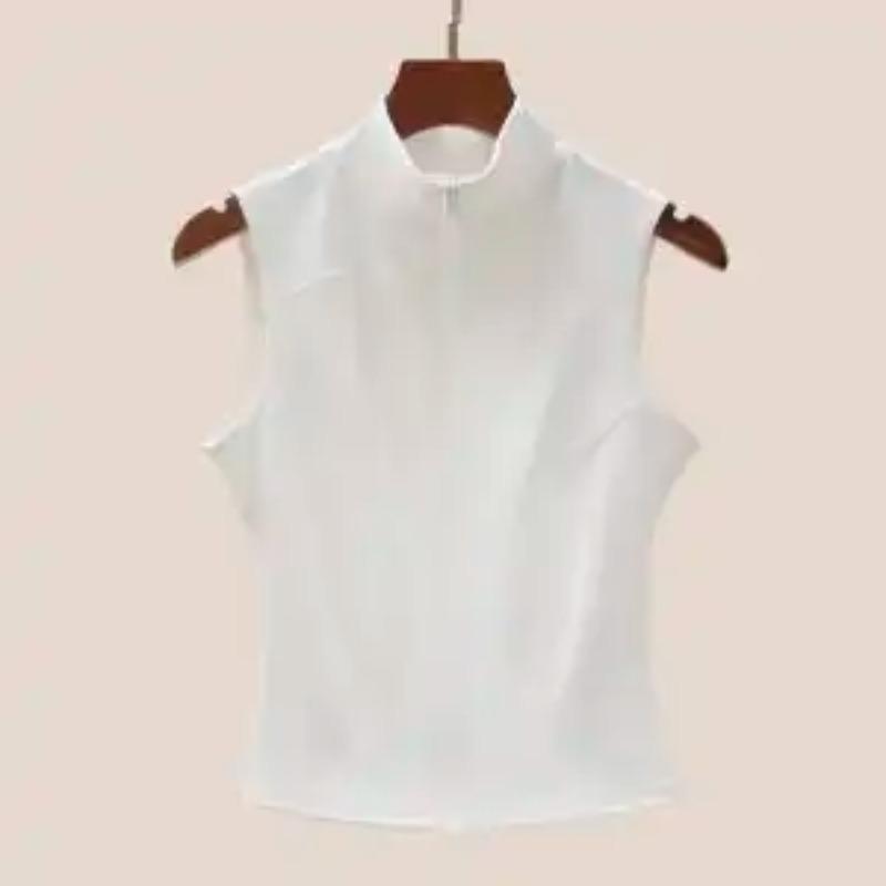 Women's Faux Leather Sleeveless Vest Stand Collar Zipper Front Slim Fit Casual Top