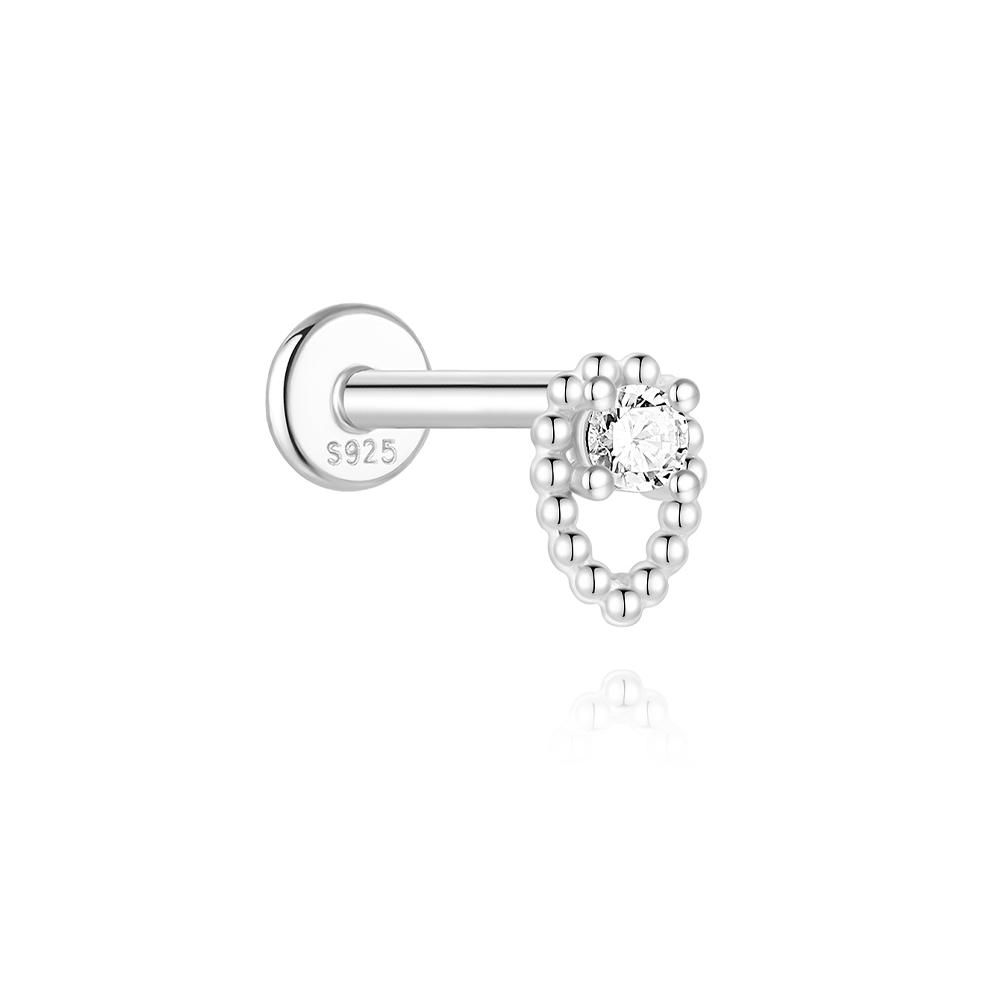 AIDE Coração Bola Redonda Hélice Plana Brinco Piercing Prata Esterlina 925 Tarraxas Geométricas Zircônia Exquisite Adorno Tarraxas Brincos