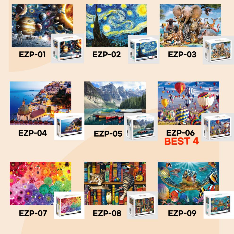 Easy Puzzle 1000-Piece Jigsaw Puzzle Collection - 27 Unique Designs