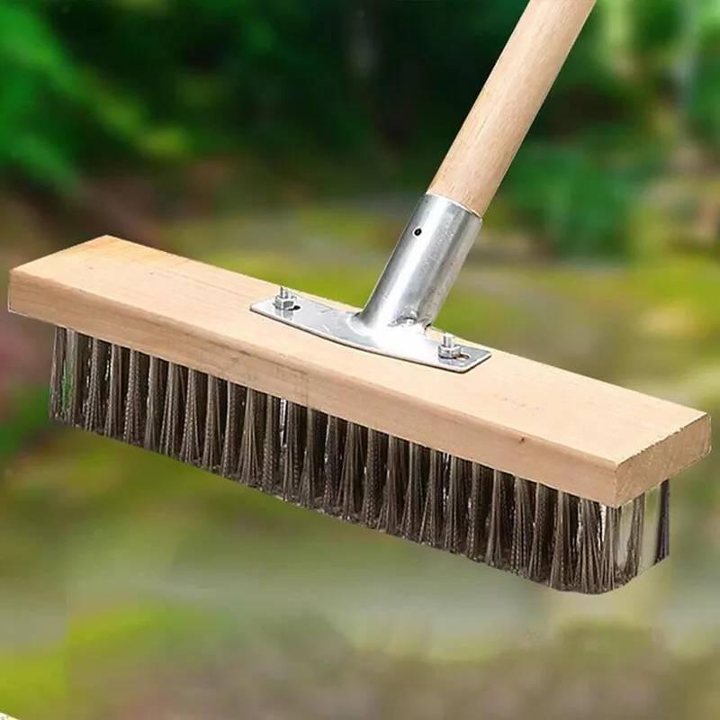 Large Durable Steel Wire Floor Brush With Extended Handle For Easy Floor Maintenance