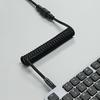 USB A To Type C Hardware Cable Mechanical Gaming Keyboard Double Sleeved Wire with GX16 Detachable Aviator Coiled Power Cable
