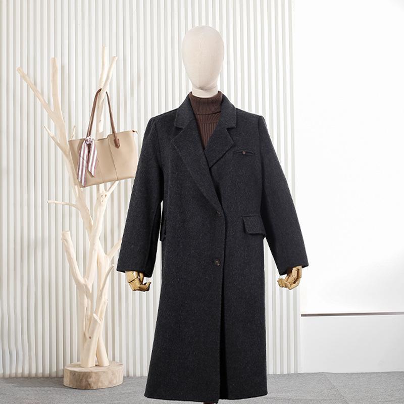 

Wool double-sided woolen coat for women s autumn and winter new loose double-sided wool woolen coat for women S чорний