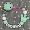 Free Personalised BPA Free Silicone Baad Dummy DIY Silicone Baby Pacifier Custom Clip Name Colorful Pacifier Chain Teething Gift